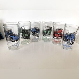 6 Vintage Glasses Antique Vechiles